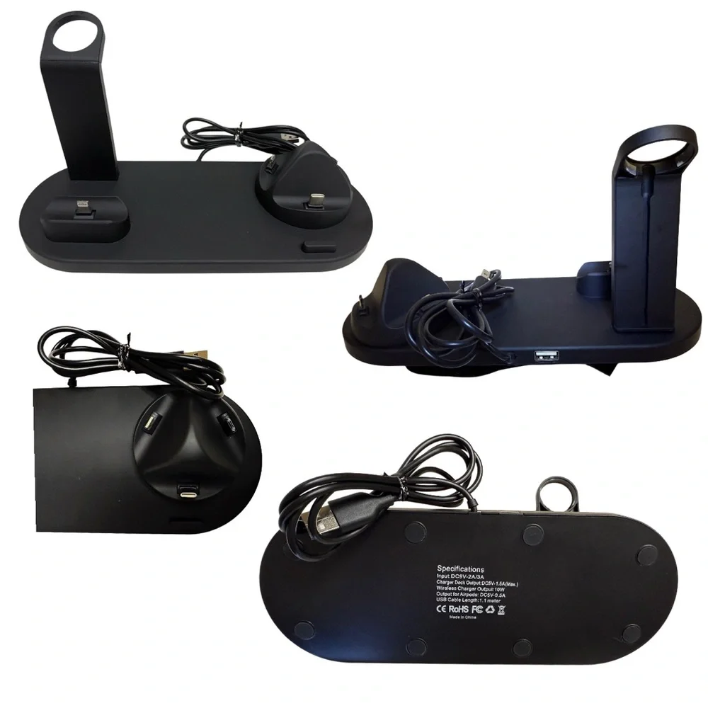 4 in 1 Black Wireless Charging Station
